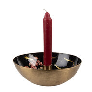 Clayre & Eef | Kandelaar Goudkleurig Zwart ø 17x6 cm | 65881
