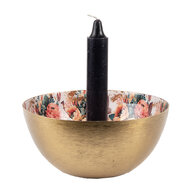 Clayre & Eef | Kandelaar Goudkleurig Wit ø 14x6 cm | 65882