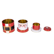 Clayre & Eef | Opbergdoos set van 3 Rood zwart ø 11x21 cm | 6BL0135