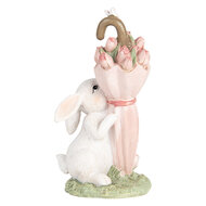 Clayre & Eef | Decoratie Beeld Konijn Wit Roze 9x7x15 cm | 6PR5458