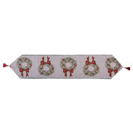 Clayre & Eef | Tafelloper Beige Rood 33x180 cm | KT065.010