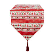 Clayre & Eef | Tafelloper Rood Beige 33x180 cm | KT065.014