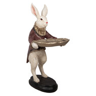 Clayre &amp; Eef | Decoratie konijn met schaal Beige Rood 50x63x107 cm | 5PR0162