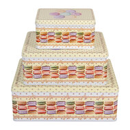 Clayre &amp; Eef | Opbergdoos set van 3 Geel Roze 26x19x9 / 21x16x8 / 14x10x7 cm | 6BL0150