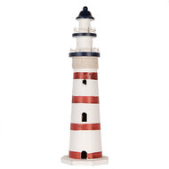 Clayre &amp; Eef | Decoratie Vuurtoren Wit Rood &oslash; 15x48 cm | 6H2411