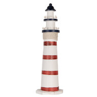 Clayre &amp; Eef | Decoratie Vuurtoren Wit Rood &oslash; 15x48 cm | 6H2411