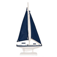 Clayre &amp; Eef | Decoratie Miniatuur Zeilboot Wit Blauw 20x4x37 cm | 66076