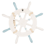 Clayre &amp; Eef | Decoratie Stuurwiel Wit Blauw &oslash; 34x3 cm | 6H2403