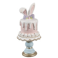 Clayre &amp; Eef | Decoratie Beeld Konijn Roze Wit &oslash; 9x20 cm | 6PR5175