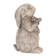 Clayre & Eef | Decoratie Beeld Konijn Grijs 10x9x15 cm | 6TE0560