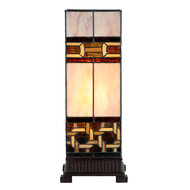 Clayre &amp; Eef | Tiffany Tafellamp Roze Bruin 17x17x44 cm E27/max 1x40W | 5LL-6360