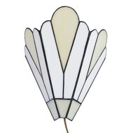 Clayre & Eef | Wandlamp Tiffany Wit Beige 20x10x29 cm E14/max 1x40W | 5LL-6365