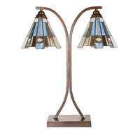 Clayre &amp; Eef | Tiffany Tafellamp Bruin Blauw 48x19x57 cm E27/max 2x60W | 5LL-6368