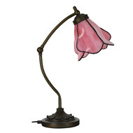 Clayre &amp; Eef | Tiffany Tafellamp Roze Bruin 26x19x50 cm E14/max 1x25W | 5LL-6369