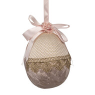 Clayre &amp; Eef | Decoratie Hanger Ei Beige Roze &oslash; 14x18 cm | 65916