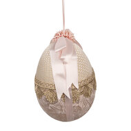 Clayre &amp; Eef | Decoratie Hanger Ei Beige Roze &oslash; 14x18 cm | 65916