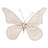 Clayre & Eef | Kerstdecoratie Vlinder Beige 30x3x24 cm | 65927