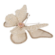 Clayre & Eef | Kerstdecoratie Vlinder Beige 30x3x24 cm | 65927