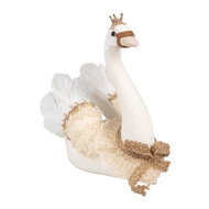 Clayre &amp; Eef | Decoratie Zwaan Wit Beige 28x14x28 cm | 65931