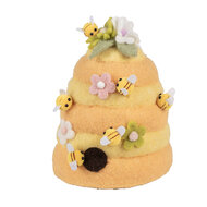 Clayre & Eef | Decoratie bijenkorf met bijen Geel Roze ø 16x21 cm | 65944