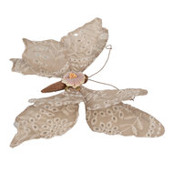 Clayre & Eef | Kerstdecoratie Vlinder Beige 28x4x22 cm | 65953