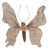 Clayre & Eef | Kerstdecoratie Vlinder Beige 33x6x31 cm | 65954