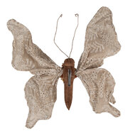 Clayre & Eef | Kerstdecoratie Vlinder Beige 33x6x31 cm | 65954