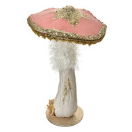 Clayre &amp; Eef | Decoratie Paddenstoel Roze Goudkleurig &oslash; 26x43 cm | 66167
