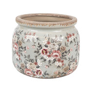 Clayre &amp; Eef | Bloempot Binnen Grijs Roze &oslash; 20x15 cm | 6CE1964L