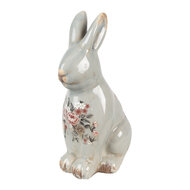 Clayre & Eef | Decoratie Beeld Konijn Grijs Roze 16x12x27 cm | 6CE1968L