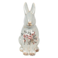 Clayre & Eef | Decoratie Beeld Konijn Grijs Roze 16x12x27 cm | 6CE1968L