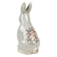 Clayre & Eef | Decoratie Beeld Konijn Grijs Roze 16x12x27 cm | 6CE1968L