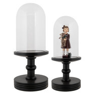 Clayre & Eef | Stolp Transparant Zwart ø 17x40 cm | 6GL5060Z