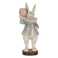 Clayre & Eef | Decoratie Beeld Konijn Beige Blauw 11x10x28 cm | 6PR5479
