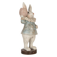 Clayre & Eef | Decoratie Beeld Konijn Beige Blauw 11x10x28 cm | 6PR5479