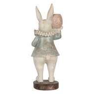 Clayre & Eef | Decoratie Beeld Konijn Beige Blauw 11x10x28 cm | 6PR5479