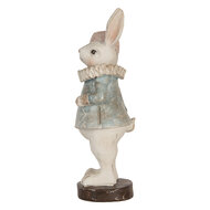 Clayre & Eef | Decoratie Beeld Konijn Beige Blauw 11x10x28 cm | 6PR5479