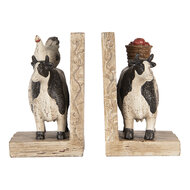 Clayre &amp; Eef | Boekensteunen set van 2 Koeien Bruin Zwart 17x10x14 cm | 6PR5480