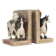 Clayre &amp; Eef | Boekensteunen set van 2 Koeien Bruin Zwart 17x10x14 cm | 6PR5480