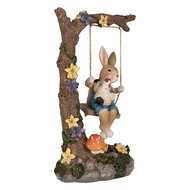 Clayre & Eef | Decoratie Konijn op Schommel Bruin 20x12x32 cm | 6PR5482