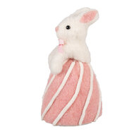 Clayre &amp; Eef | Decoratie Beeld Konijn Wit Roze &oslash; 12x21 cm | 65941
