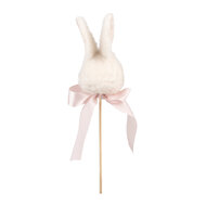Clayre & Eef | Plantensteker konijn Wit Roze 7x7x33 cm | 65945