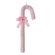 Clayre & Eef | Kerstdecoratie Hanger Zuurstok Roze Wit 17x5x56 cm | 66103L