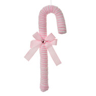 Clayre & Eef | Kerstdecoratie Hanger Zuurstok Roze Wit 12x4x36 cm | 66103S