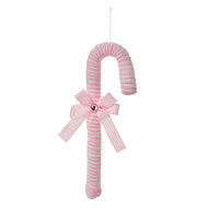 Clayre & Eef | Kerstdecoratie Hanger Zuurstok Roze Wit 12x4x36 cm | 66103S