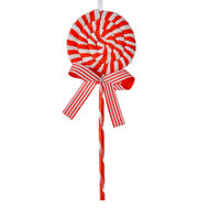 Clayre & Eef | Kerstdecoratie Hanger Lolly Rood Wit 9x2x25 cm | 66114R