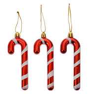 Clayre & Eef | Decoratie hanger Zuurstok (Set van 3) Rood Wit 4x1x13 cm | 66118
