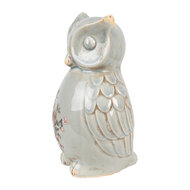 Clayre & Eef | Decoratie Beeld Uil Grijs Roze 13x12x22 cm | 6CE1967L