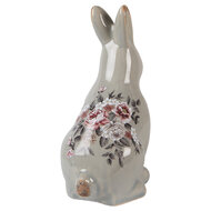 Clayre &amp; Eef | Decoratie Konijn Grijs Roze 13x10x21 cm | 6CE1968M