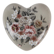 Clayre &amp; Eef | Decoratie Hart Grijs Roze 11x11x4 cm | 6CE1973